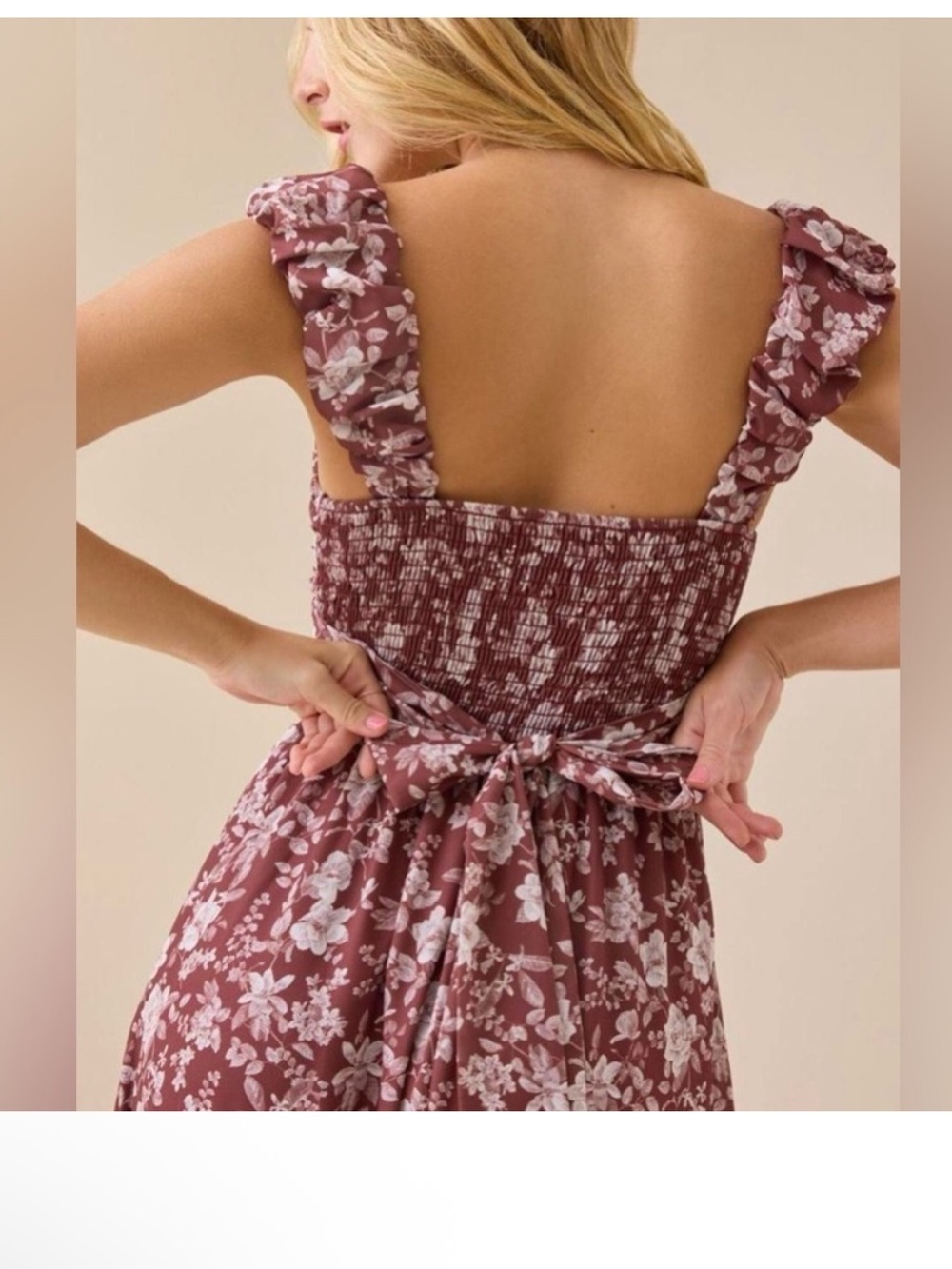 Altar'd State Mauve Floral Ruffle-Strap Maxi Dress Size XXS - Picture 2 of 12
